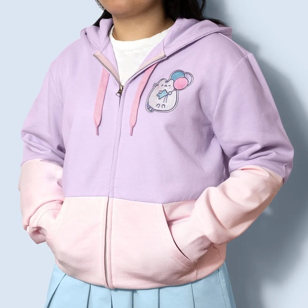 NWT Pusheen Box Spring 2025 Anniversary Pink & Purple Cat Zip Up Hoodie NWT